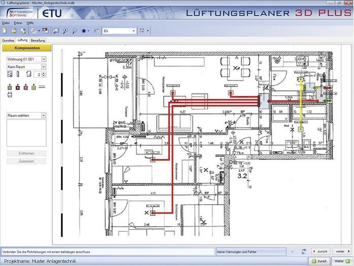 Hottgenroth/ETU: 2D-Anlagenplanung im Lüftungsplaner.