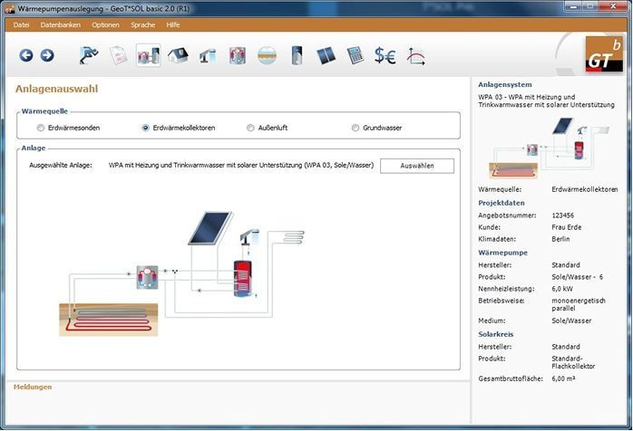 Valentin: Planung eines Wärmepumpensystems mit GeoT*SOL basic 2.0.