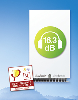 
Passivhaus zertifizierte Komponente: freeAir 100s von bluMartin. 
