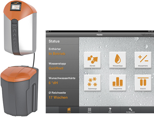 
Judo: Vollautomatische Enthärtungsanlage i-soft plus mit zugehöriger App. 
