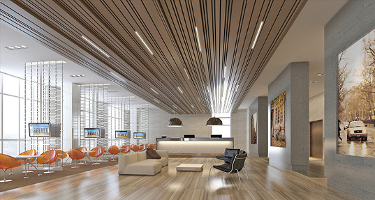 
Hunter Douglas: Deckenverkleidung mit schwach ausgeprägtem 3D-Effekt. 
