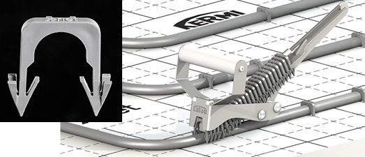 
Kermi: x-net-C12-Rohranker und -mini-Tackergerät. 
