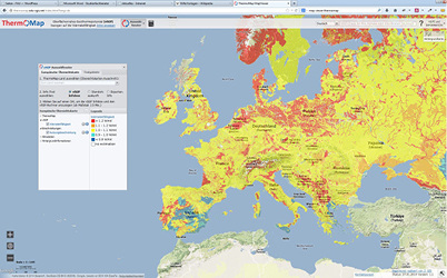 <p>
FAU: Mit dem MapViewer kann europaweit die Wärmeleitfähigkeit des Bodens zur Dimensionierung von Erdkollektoren ermittelt werden. 
</p> - © Bild: ThermoMap


