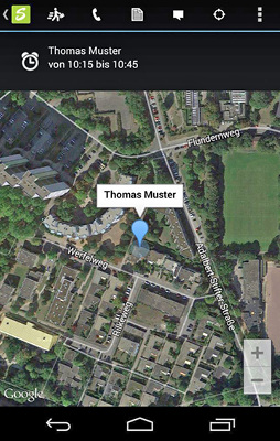 
Synagram: Auftragsdetails auf dem Firmenhandy des Mitarbeiters. 
