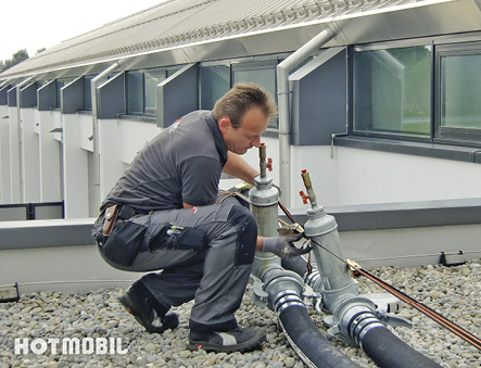 



Mietkälte von Hotmobil für die Rad-Messe Eurobike: Über ein Dach geführte Kälteverteilung. 
