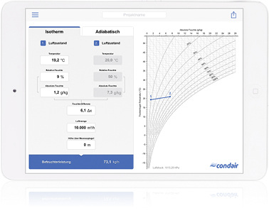 <p>
</p>
<p>
h,x-Calculator von Condair. 
</p> - © Bild: Condair
 
h,x-Calculator von Condair.
