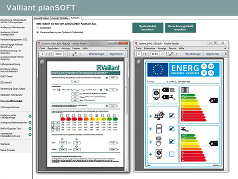 



Vaillant: plansoft-Modul für das ErP-Energieeffizienzlabel. 
