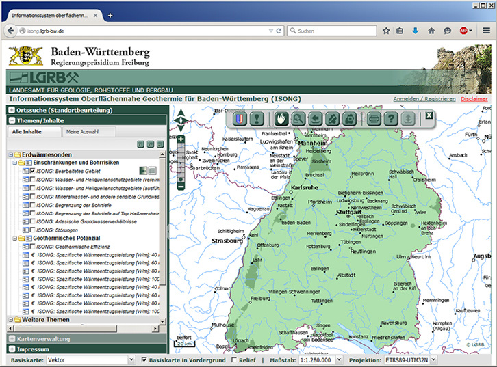 <p>
</p>

<p>
<span class="GVAbbildungszahl">1</span>
 Mehr Planungssicherheit für Erdwärmesonden verspricht ISONG, das kürzlich in Betrieb genommene Informationssystem oberflächennahe Geothermie Baden-Württemberg.
</p> - © Bild: Landesamt für Geologie, Rohstoffe und Bergbau

