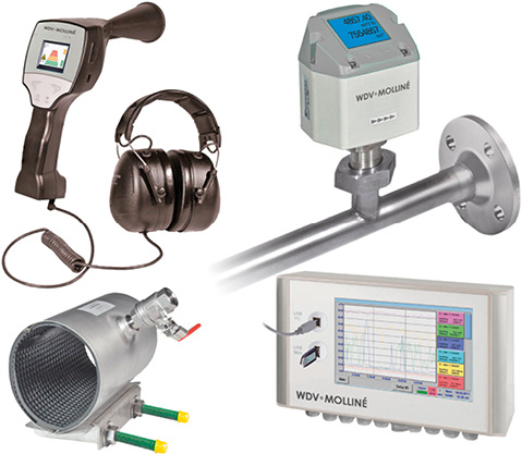 



WDV-Molliné: Leckagesuchgerät LSG-40, Druckluftzähler IMS-52, Anbohrschelle, Multidatenschreiber MDS-50
