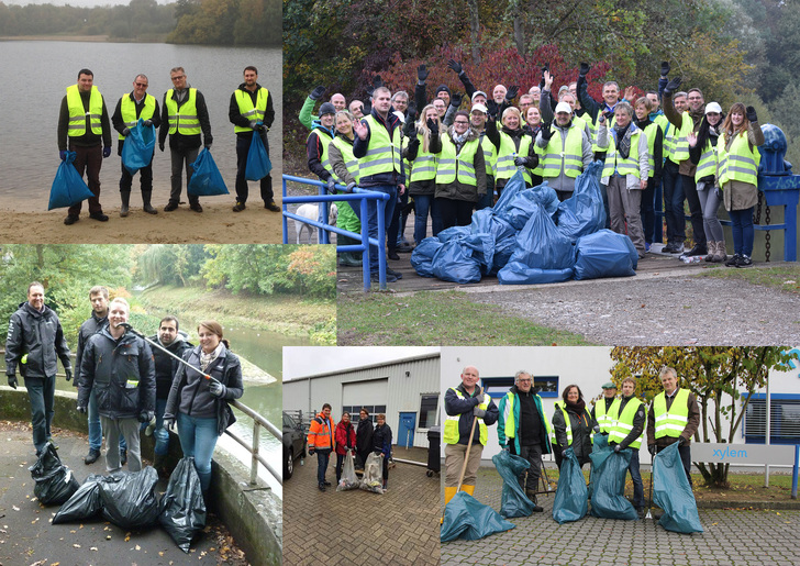 An sechs deutschen Xylem-Standorten sammelten Beschäftigte Plastikmüll. - © Xylem
