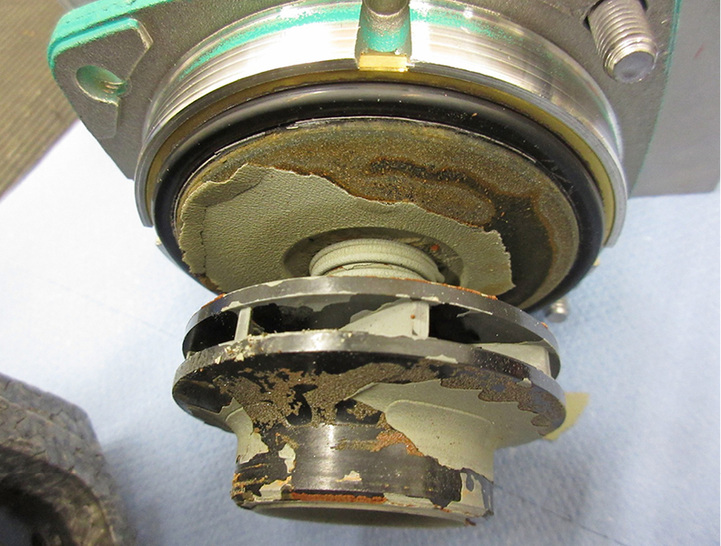 



1
 Kalkablagerungen an einem Pumpenlaufrad. Im Rohwasser enthaltene Bestandteile können die Ursache zahlreicher Probleme, Störungen und Zerstörungen in einem Wasserkreislauf sein. 
