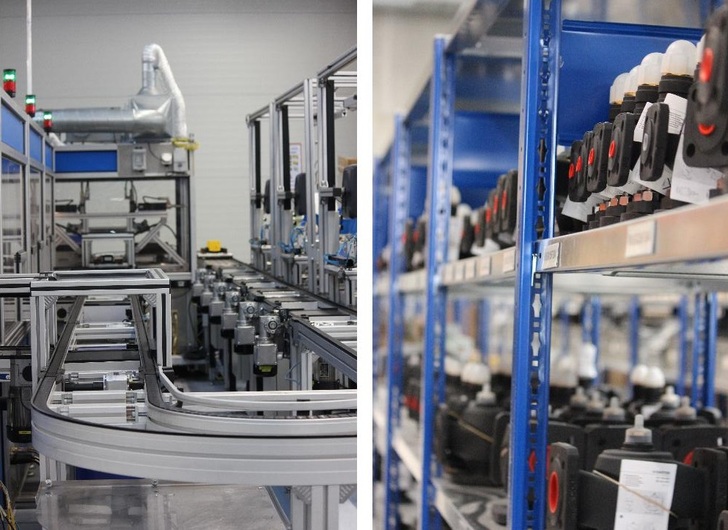 Blick in die neue Produktion und das Warenlager.