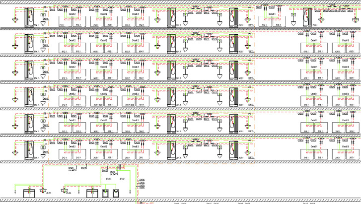 <p>
</p>

<p>
<span class="GVAbbildungszahl">1</span>
 Viele kleine Ringleitungen anstelle einzelner, übersichtlicher Steigestränge mit anschließend üblicherweise durchgeschliffener Verteilung: Mit herkömmlichen Beprobungs-Konzepten ist die hygienische Qualität sogenannter Hygienesysteme nicht belastbar zu belegen. 
</p> - © Köhler

