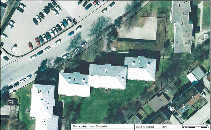 <p>
</p>

<p>
<span class="GVAbbildungszahl">1</span>
 Mehrgeschossige Wohngebäude in Schwenningen. Luftbild der sieben Gebäude, die im Jahr 1969 mit Nahwärmenetz erstellt wurden. Die Heizzentrale befindet sich im Keller von Haus 15. 
</p> - © GIS-Portal Stadt Schwenningen

