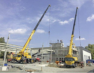 <p>
</p>

<p>
Das neue Howatherm-Logistikzentrum nimmt Gestalt an (August 2018). 
</p> - © Howatherm

