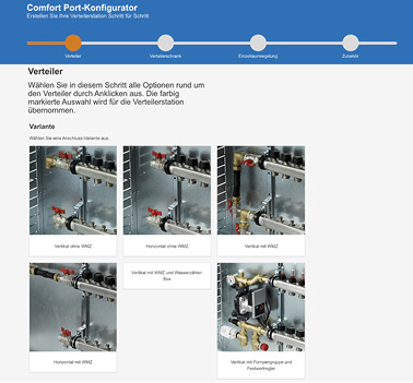 
Uponor: Konfigurator für vormontierte Verteilerstationen. 



