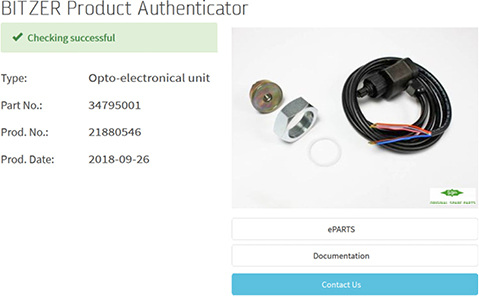 <p>
</p>
<p>
Der QR-Code für Bitzer-Originalersatzteile schützt vor Fälschungen, da er Informationen enthält, über die nur Bitzer verfügt. 
</p> - © Bitzer
 
Der QR-Code für Bitzer-Originalersatzteile schützt vor Fälschungen, da er Informationen enthält, über die nur Bitzer verfügt.