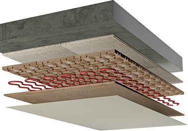 <p>
</p>

<p>
Purmo: Typischer eco-clay-12-Wandaufbau mit OSB Platte, Lehm-Systemplatte, Rohren, Lehmputz und Lehmfarbe. 
</p> - © Purmo

