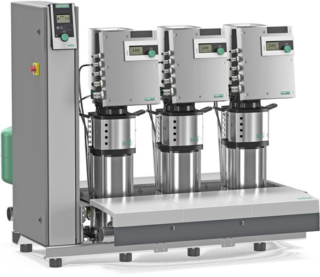 Druckerhöhungsanlage Wilo-SiBoost Smart Helix Excel, ab Werk chemisch und thermisch desinfiziert.