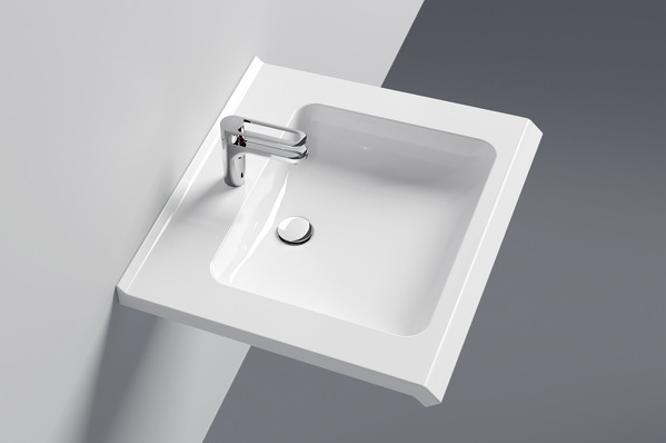 Hewi: Waschtisch mit untergreifbarer Griffkante.