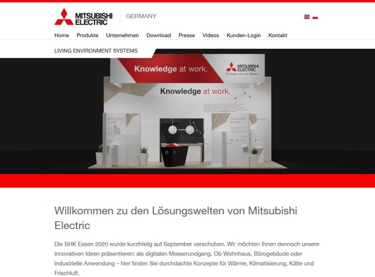 Digitaler SHK-Essen-Messestand von Mitsubishi Electric auf www.ecodan.de/SHK.