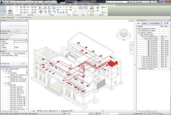 LG Electronics: Mit LATS Revit geplantes VRF-System.