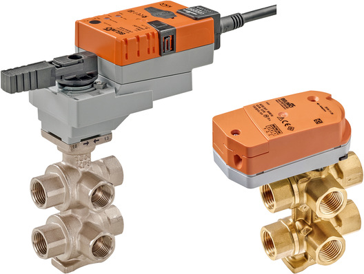 Belimo: 6-Weg-Regelkugelhahn mit CQ..-Drehantrieb.