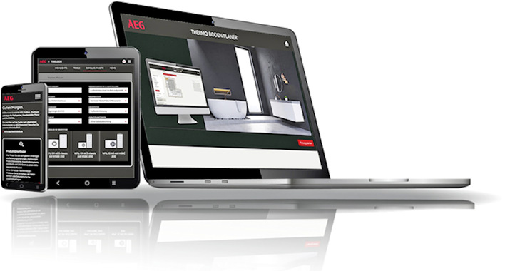 AEG Haustechnik: Fachpartnerbereich mit nützlichen Werkzeugen.