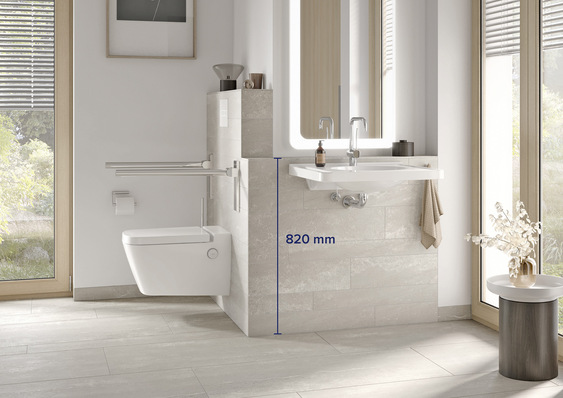 Tece: Waschtisch mit niedrigem Teceprofil-Waschtischmodul.