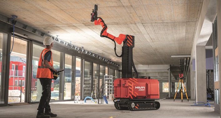 Hilti: Der Baustellenroboter Jaibot ist insbesondere für Heizungs-, Lüftungs-, Klima- und Elektrotechnik-Installationen geeignet.
