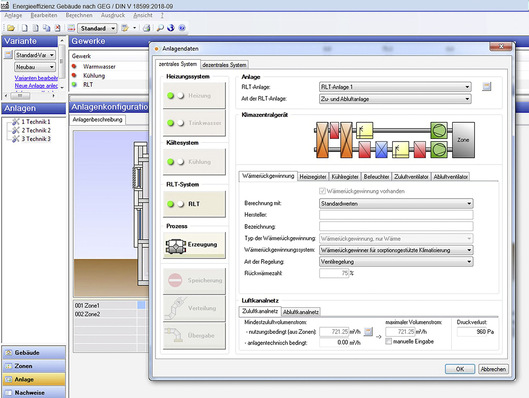 Solar-Computer: Bearbeitung der Wärmeerzeugung eines NWG in „EEffizienz Gebäude GEG / 18599“