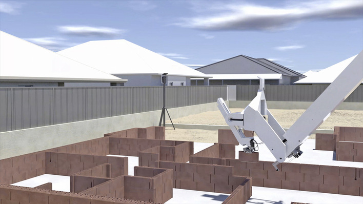 Bild 1 Der Baustoffhersteller Wienerberger entwickelt derzeit Ziegel, die speziell für den Bauroboter Hadrian X des australischen Herstellers FBR (www.fbr.com) optimiert sind. Dieser arbeite präzise, schnell und kompensiere den Fachkräftemangel auf der Baustelle, so das Unternehmen.