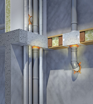 Zur sicheren und regelkonformen Abschottungen von Leitungen aller Art können unter anderem Brandschutz-manschetten eingesetzt werden.