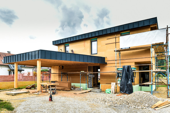 Passivhaus im Bau.