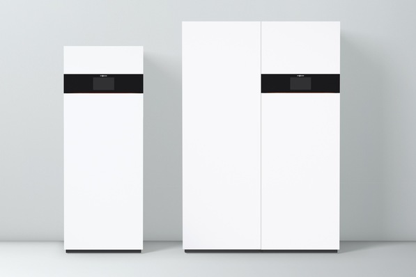 Über das KfW-Programm 433 werden Brennstoffzellen als Beistellgerät und als integrales System gefördert. Im Bild die Brennstoffzellen-Heizgeräte Vitovalor PA2 (links) und Vitovalor PT2 von Viessmann.