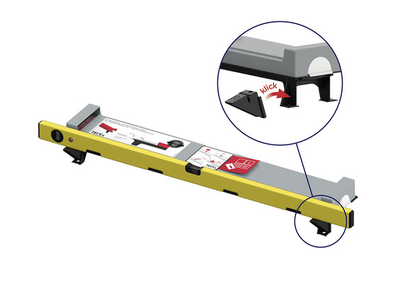 Tece: Nivellierpunkte als Ablagefläche für die Wasserwaage oder die Fliesenschiene.