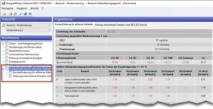 Solar-Computer: Ergebnis-Nachweis für die Bundesförderung für effiziente Gebäude.