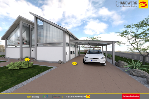 Überall im virtuellen E-Haus lassen sich Informationen zu smarten Funktionen und Produkten abrufen.