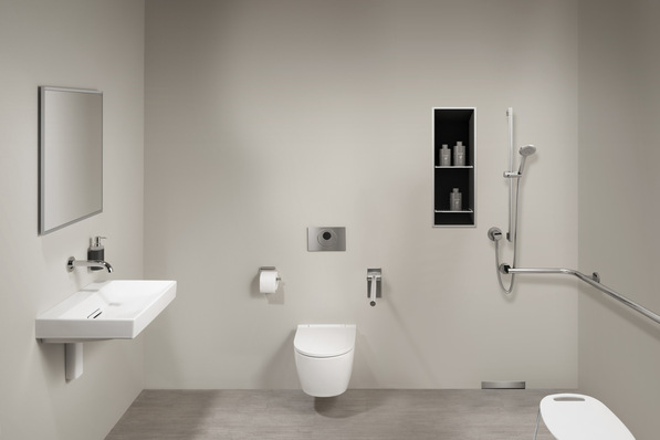 Bild 1 In den wichtigen Badbereichen Waschtisch, Dusche und WC in Kliniken und anderen medizinischen Einrichtungen sollten die Produkte den Hygieneempfehlungen der Krinko entsprechen.