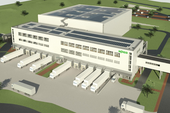 So wird das neue Wago-Logistikzentrum am Standort Sondershausen aussehen.