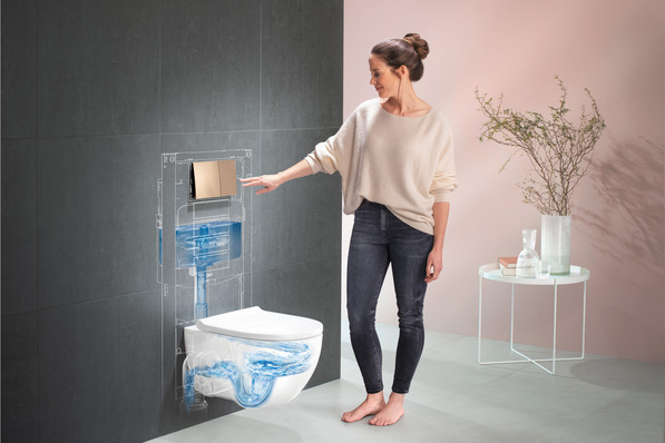 Geberit: Acanto WC mit präziser Lenkung des Wasserstrahls.
