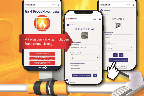 G+H Group: Produktkompass für TGA+E-Brandschutzlösungen.