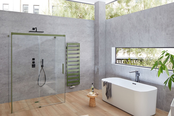 Kermi: Duschkabine Nica mit Beschlägen in der Farbe Forest.