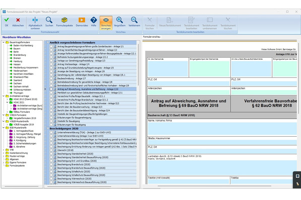 Weise Software: Formularsammlung „Digitaler Bauantrag“ in PrintForm 2023.