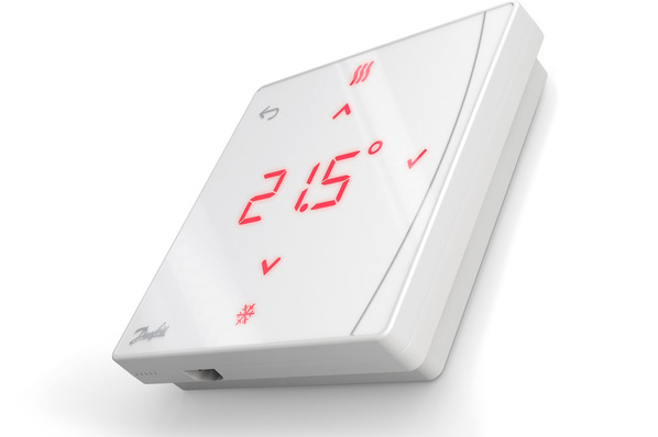 Danfoss: Raumthermostat mit aktiviertem Touchdisplay.