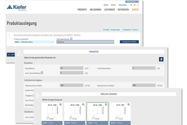 Kiefer Klimatechnik: Online-Tool zur Produktauslegung.