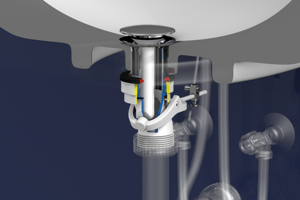 Freilauf: Ablaufventil für Waschbecken.