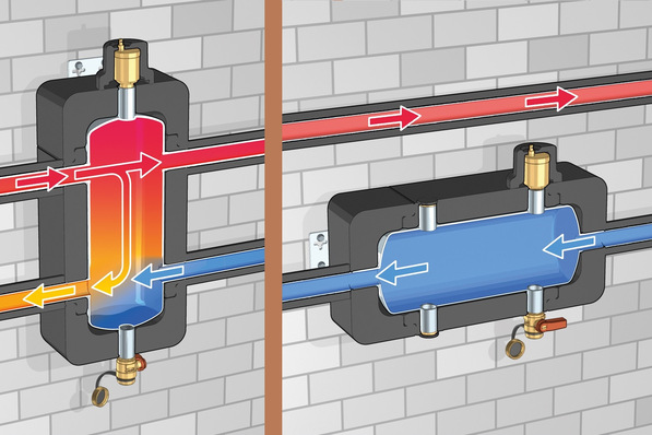  Caleffi: Kombination Pufferspeicher / Hydraulische Weiche (Serie 5485).