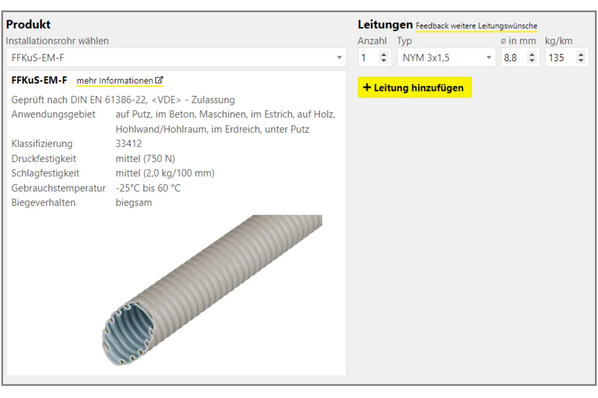 Fränkische: Leerrohr-Konfigurator.