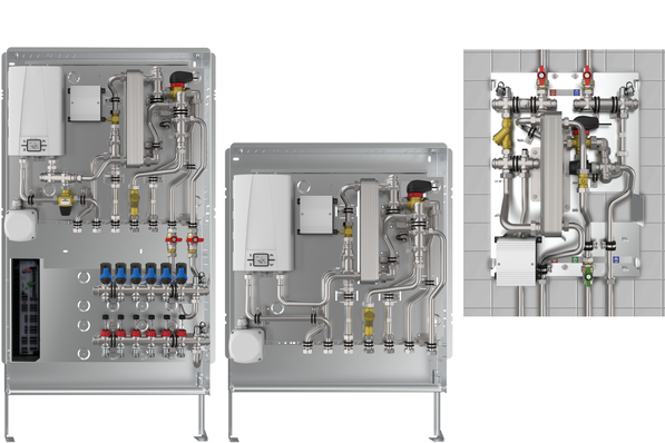 Dimplex: Wohnungsübergabe-, Frischwasser- und Gasthermenaustausch-Station.